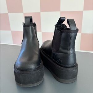 UGG Women's Black Leather Platform Boots